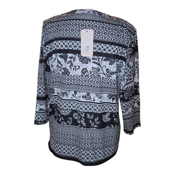 Allison Daley Women's PETITE Size Medium Black/White Blouse - Picture 4 of 6